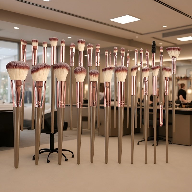 67-teiliges Make-up-Pinsel und Puderquasten Set, großes Schminkwerkzeugset, Kaffeefarbe