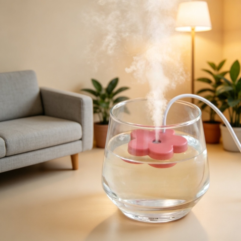 Mini humidificador USB portátil con forma de flor, silencioso, para oficina y hogar