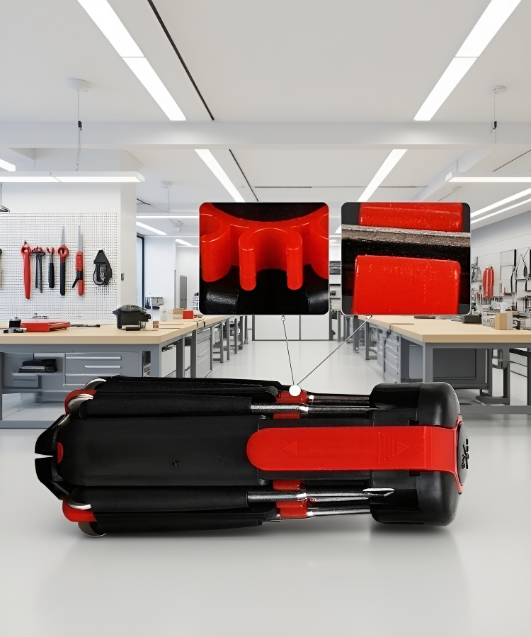 Ergonomic handle of the eight in one screwdriver