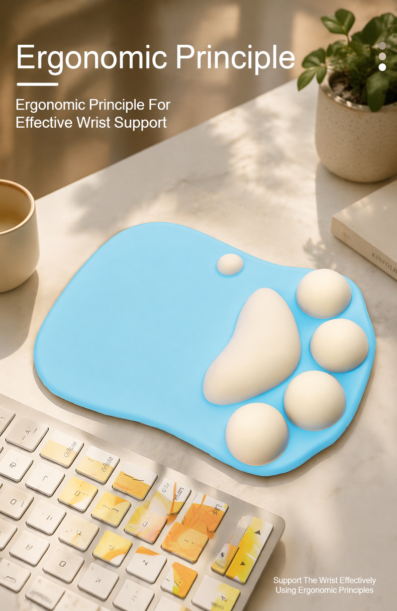 Cute cat paw silicone wrist rest mouse pad for laptops
