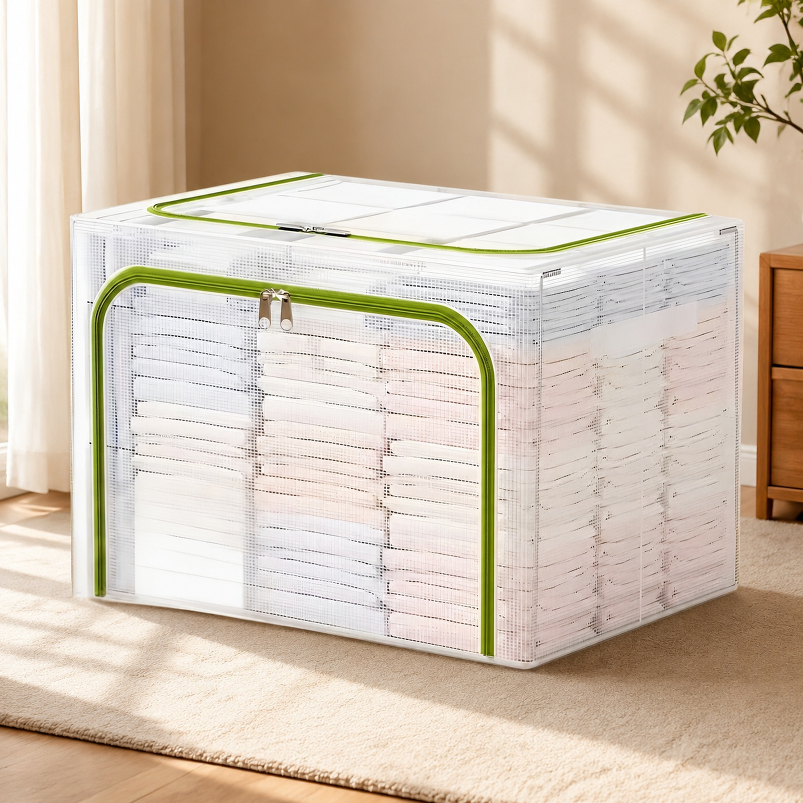 Regensichere transparente Aufbewahrungsbox mit Stahlrahmen