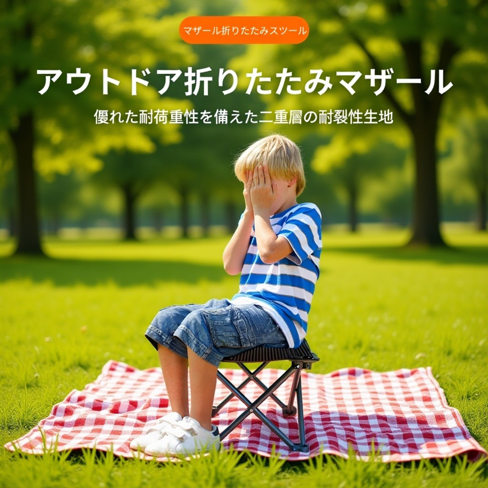 ポータブル伸縮式キャンプチェアの全体画像