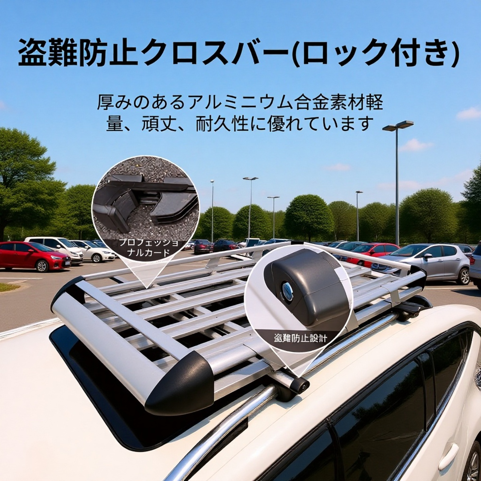 軽自動車用 屋外アルミルーフラック ベースタイプ（ブラック＆シルバー）