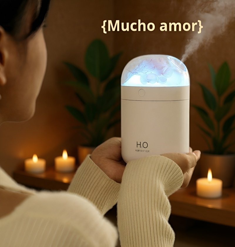 Humidificador moderno para escritorio con decoración floral