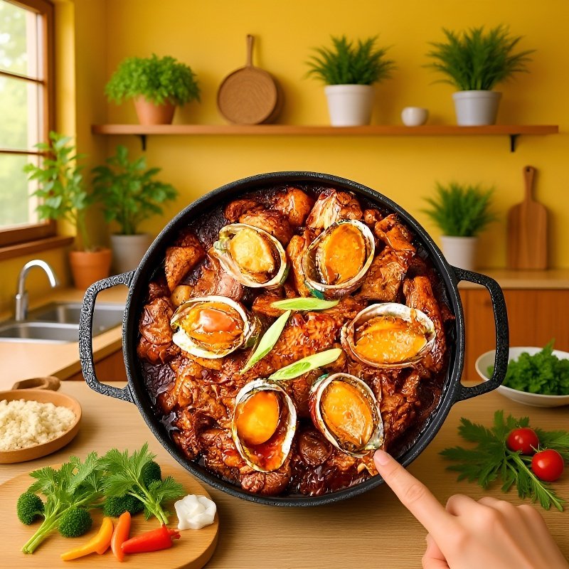 구식 두 귀 주철 무코팅 불끈끈냄비