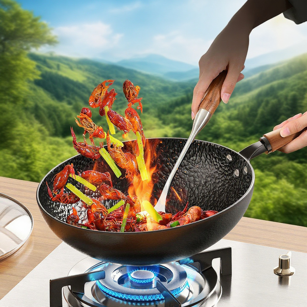 가정용 가마솥 구식 볶음냄비 망치 볶음냄비 비접착 코팅 인덕션 가스레인지 범용 가마솥