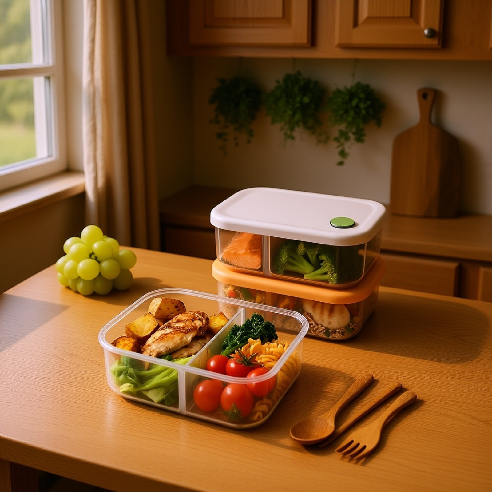Silikon-Lunchbox mit mehreren Fächern, geeignet für heiße und kalte Speisen