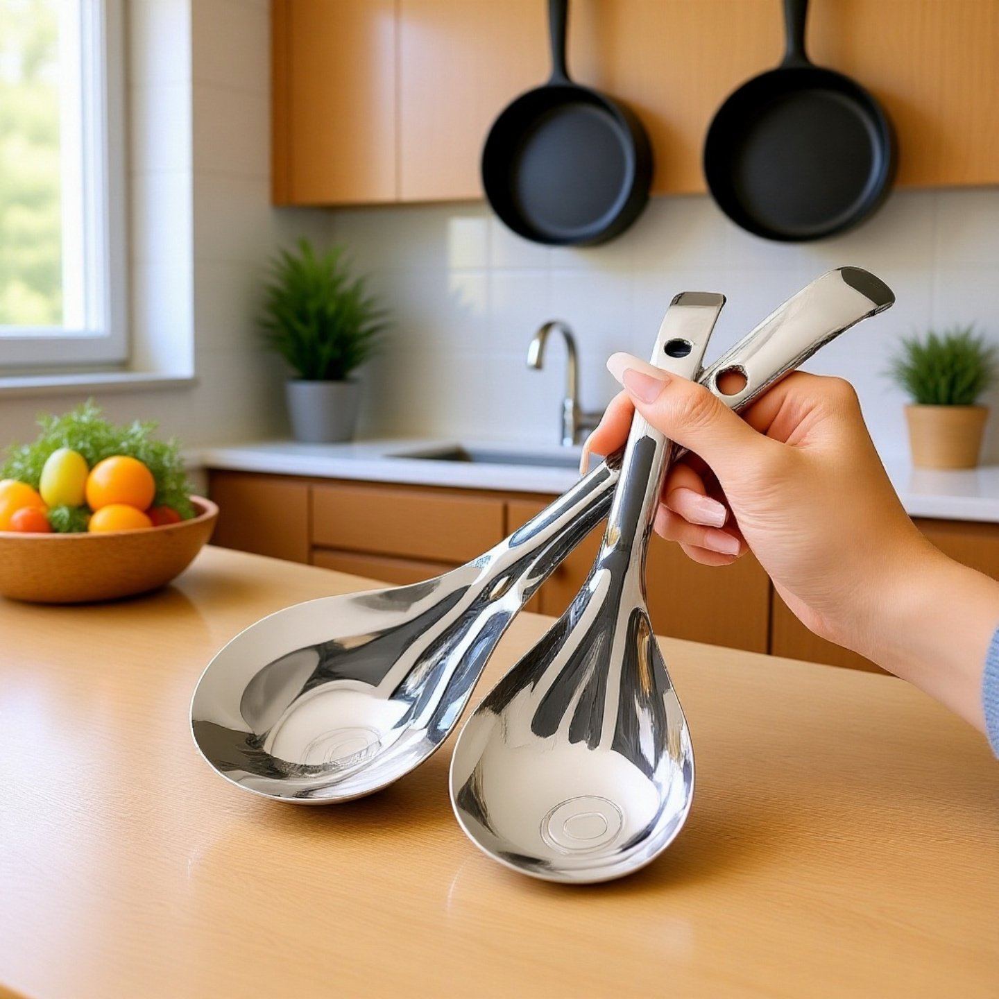 대형 304 스테인리스 스틸 수프 및 죽 국자