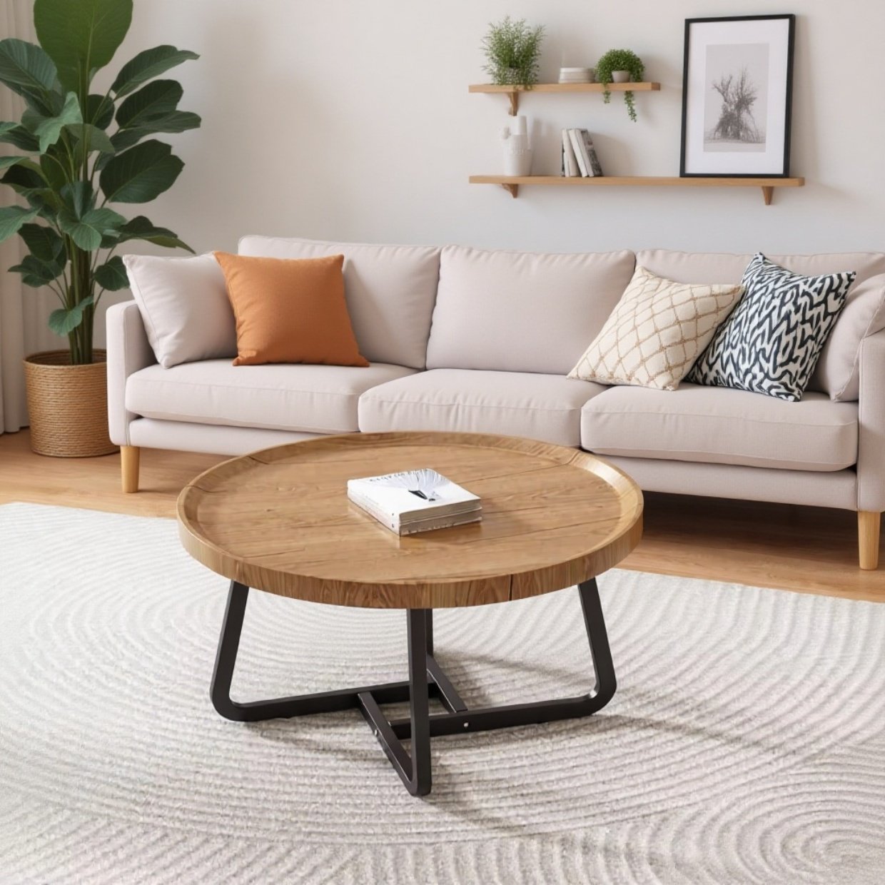 Moderner, schlichter Couchtisch im nordischen Stil