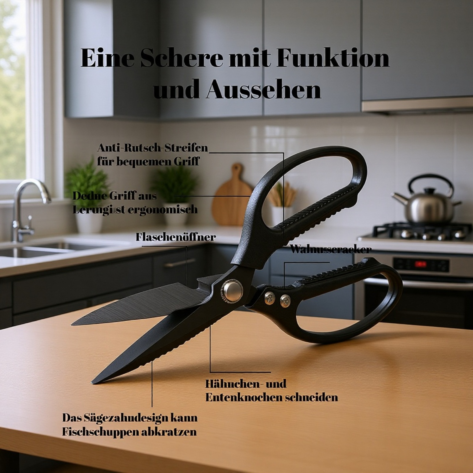 Multifunktionale Küchenschere Fischschere Geflügelschere