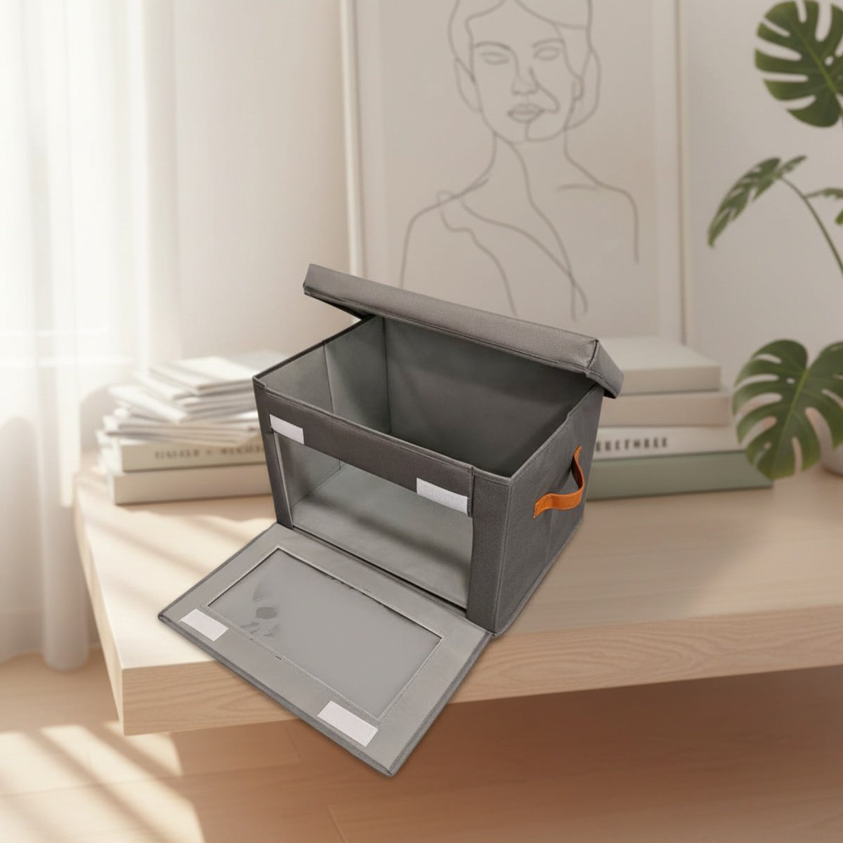 Stackable folding organizer boxes in closet