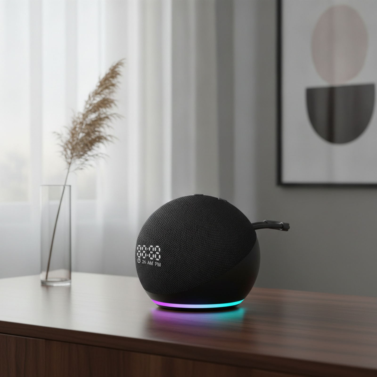 Tragbarer Mini-Bluetooth-Lautsprecher mit Uhr und Desktop-Design