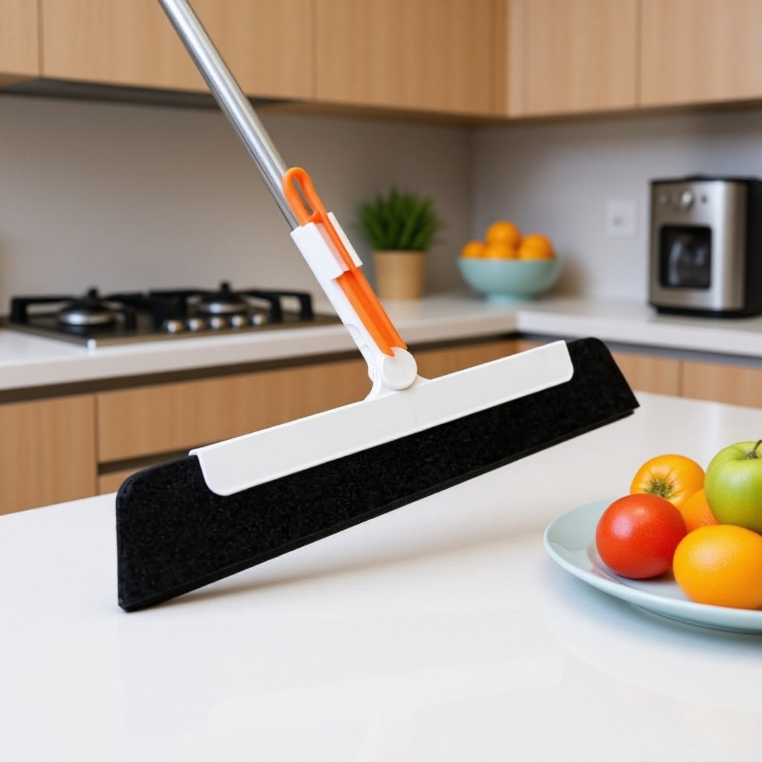 Professional Window Cleaning Tool with Extendable Handle and Rubber Blade