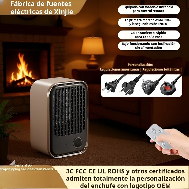 Calefactor PTC portátil con control remoto, calentamiento rápido para el hogar en invierno