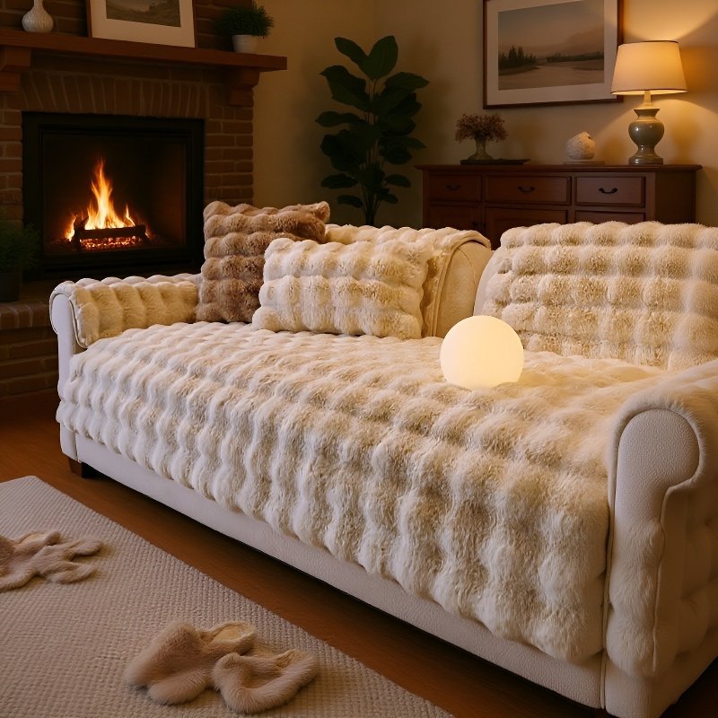Manta de Sofá de Invierno con Felpa Gruesa, Protector de Sofá Cálido