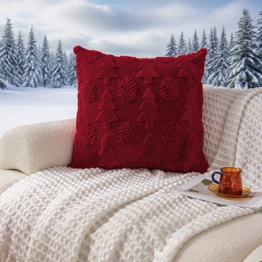 純色毛絨聖誕樹抱枕套