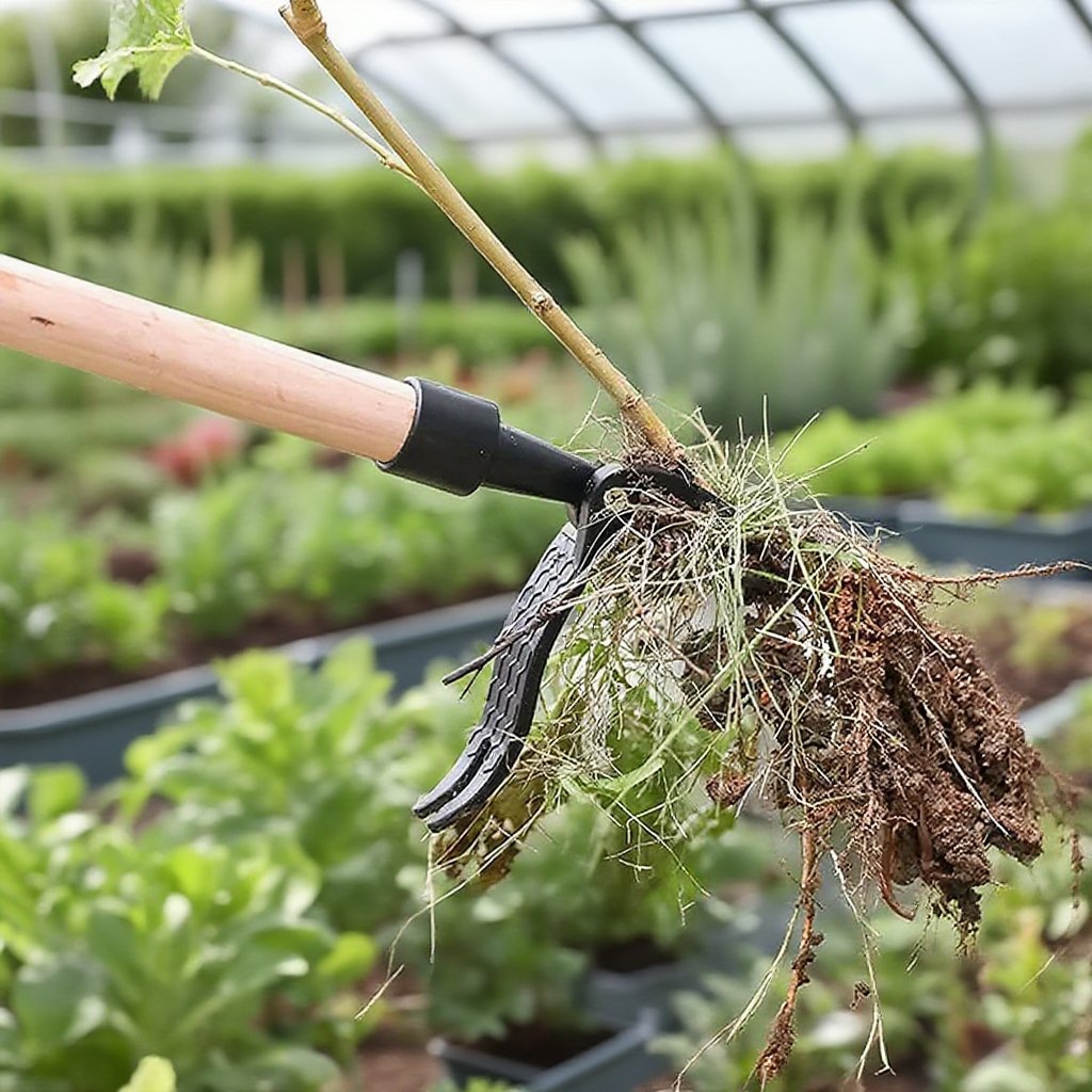 Odstraňování plevele bez ohýbání díky dlouhé rukojeti