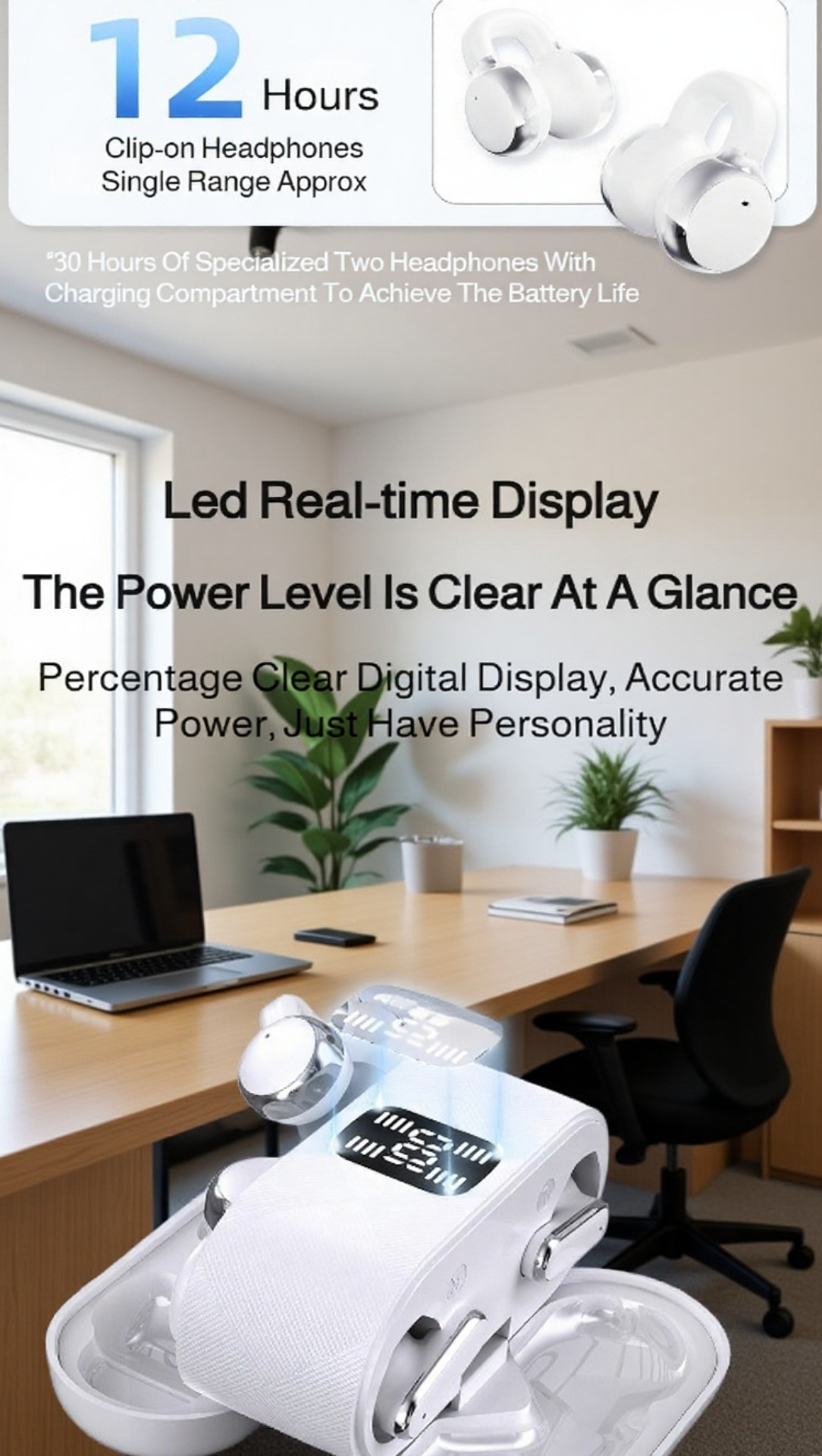 Sleek design half in-ear Bluetooth headphones