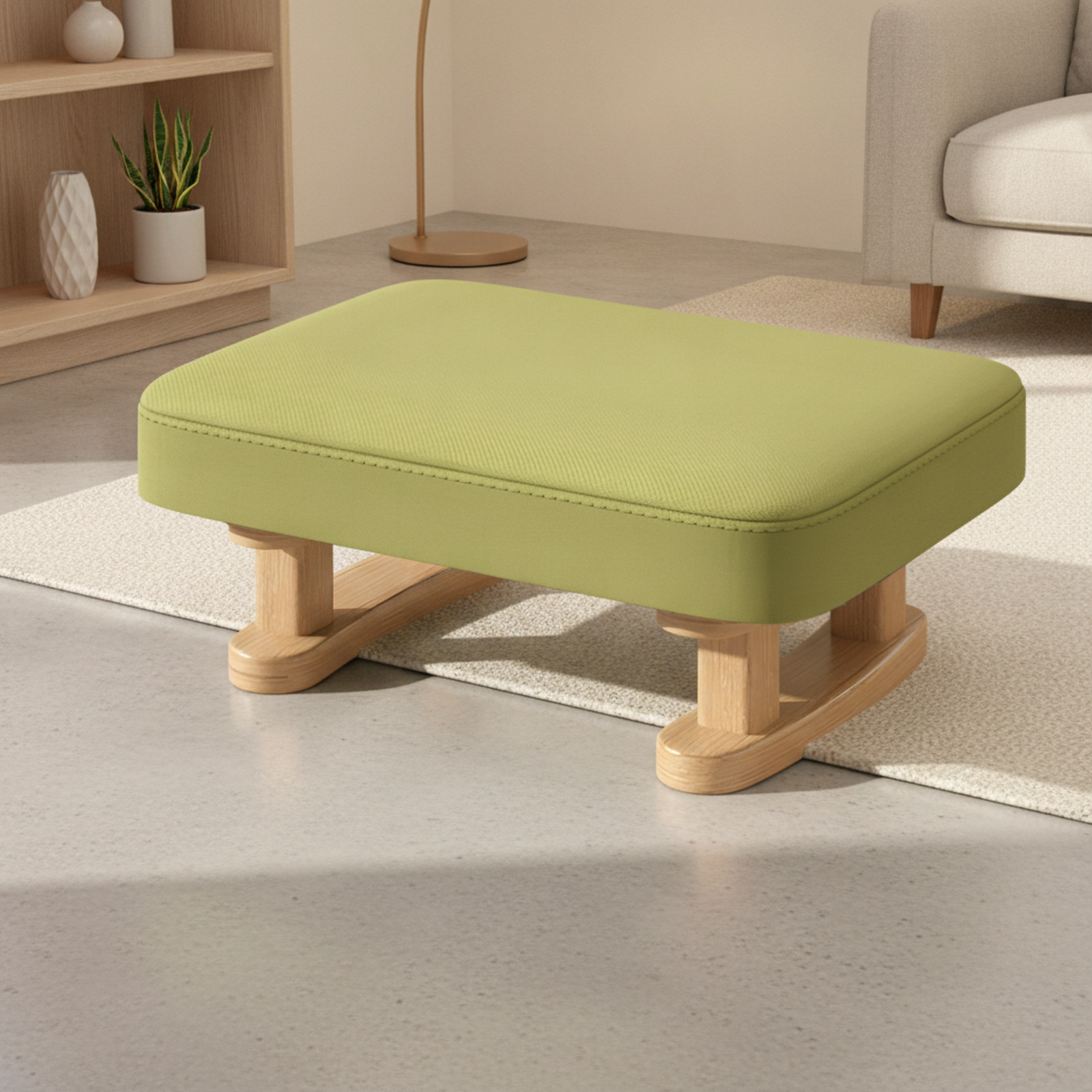 Low entryway footrest with minimalist design