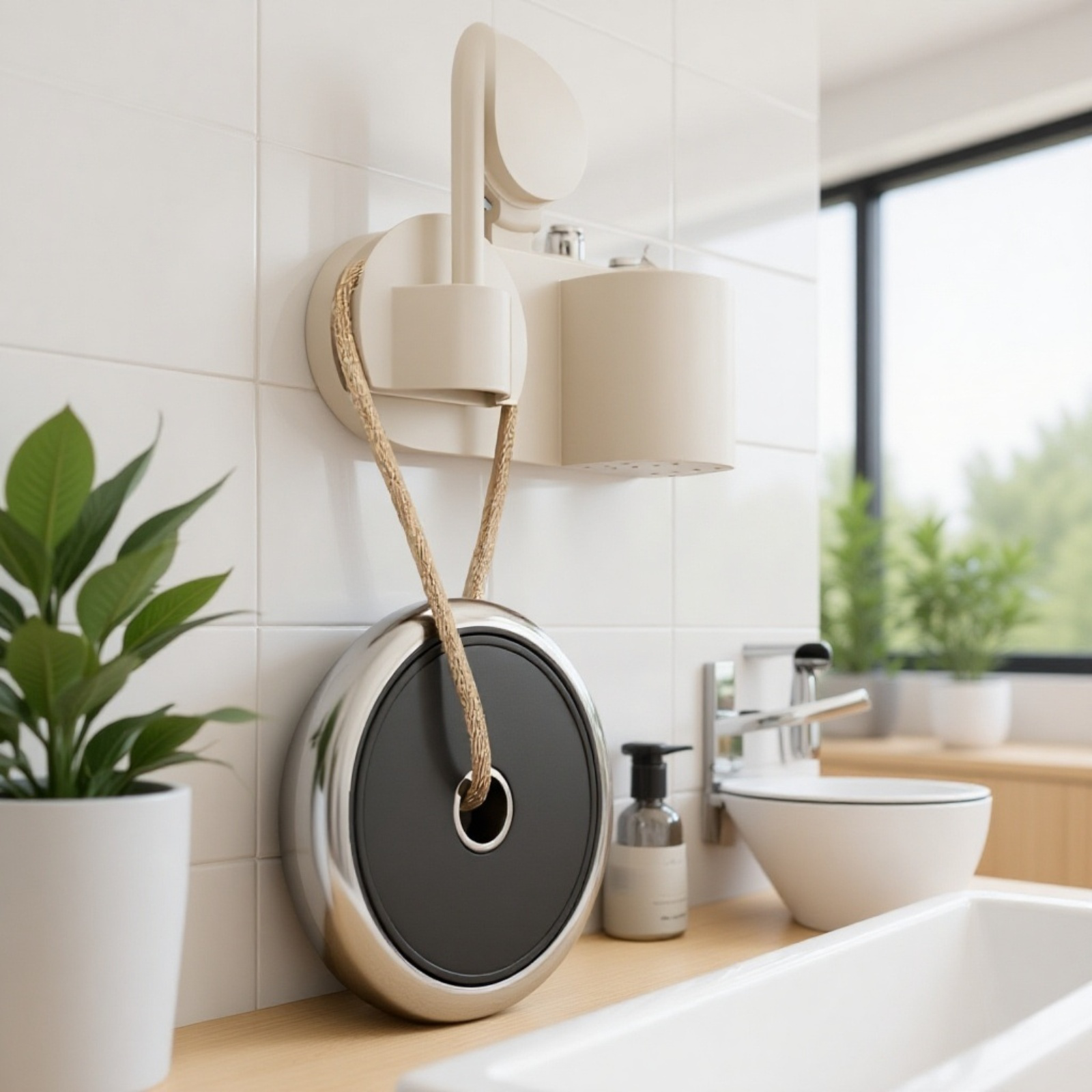 Detalle del soporte para secador de pelo manos libres ajustable