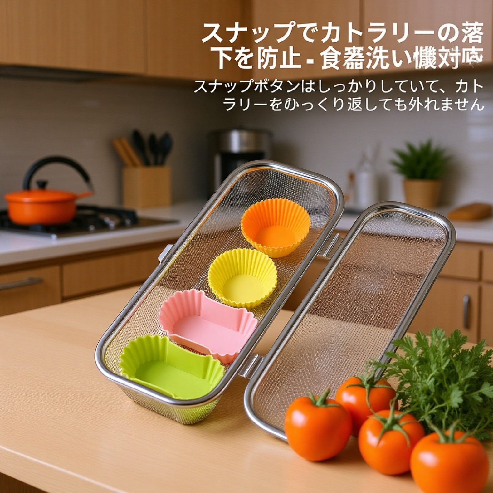 304ステンレス製自動洗浄バスケットの全体画像