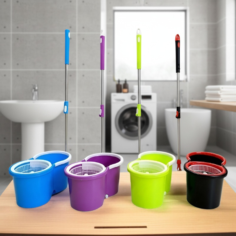 360° drehbarer Magic Mopp mit Eimer, verstellbar, Mikrofaser, für die Bodenreinigung