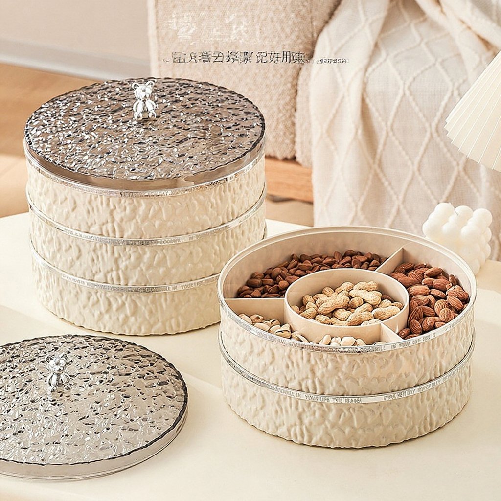 Plato de frutas de varias capas, mesa de centro de la sala de estar, caja de dulces, refrigerios, pl