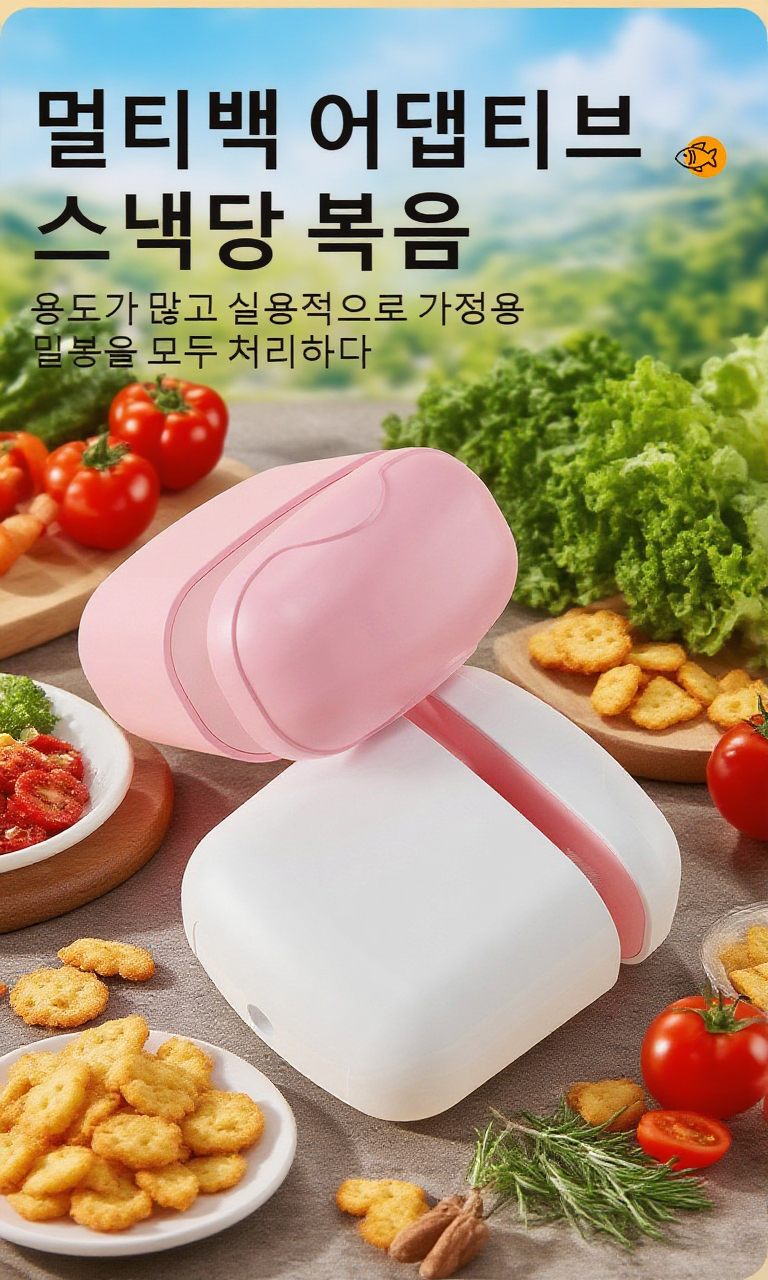 휴대가 편리한 소형 비닐봉지 밀봉기 사용 모습