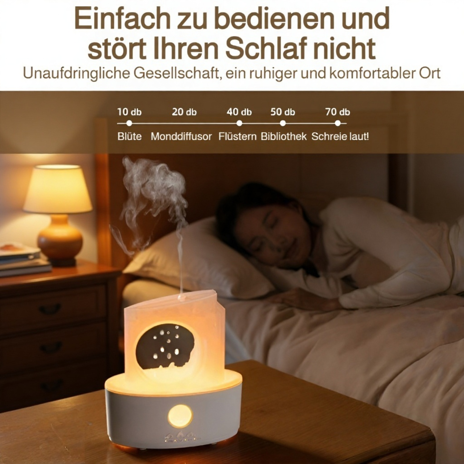 Moderner Luftbefeuchter mit Quallen-Salzstein für Wellness zu Hause