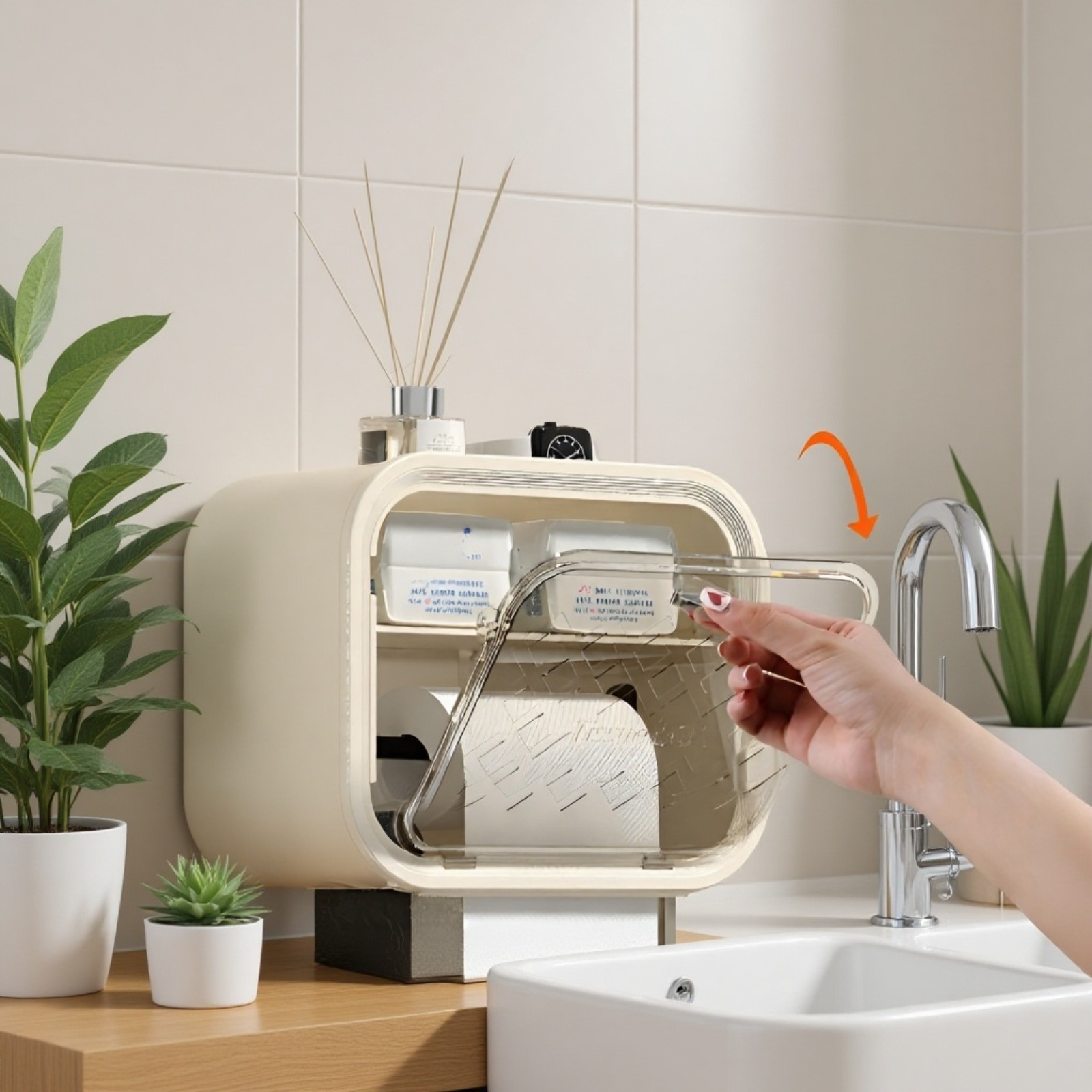 トイレットペーパーボックス、トイレットペーパーボックス、ティッシュホルダー、多機能収納ラック、ペーパーボックス、生理用ナプキン収納ボックス