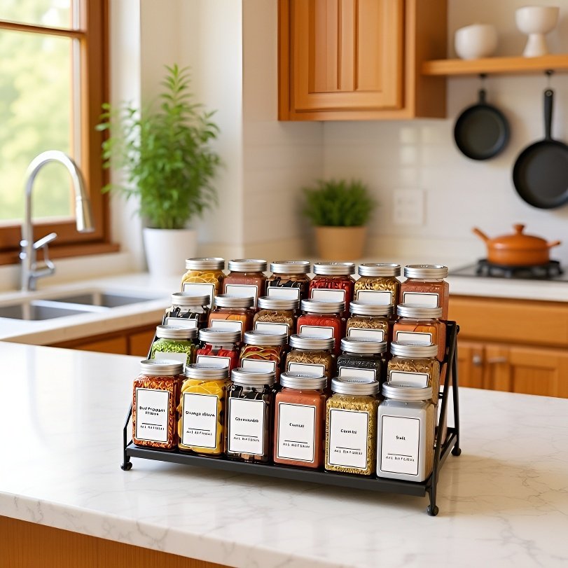 Estante plegable de especias para cocina, organizador de varias capas