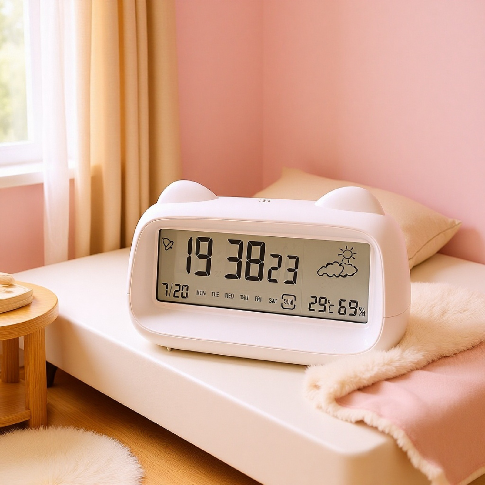 Cat Alarm Clock Multifunctional Cute Children's Alarm Clock Rechargeable Alarm Clock Luminous/Snooze