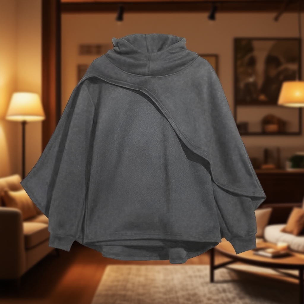 ゆったりカジュアルポンチョパーカー