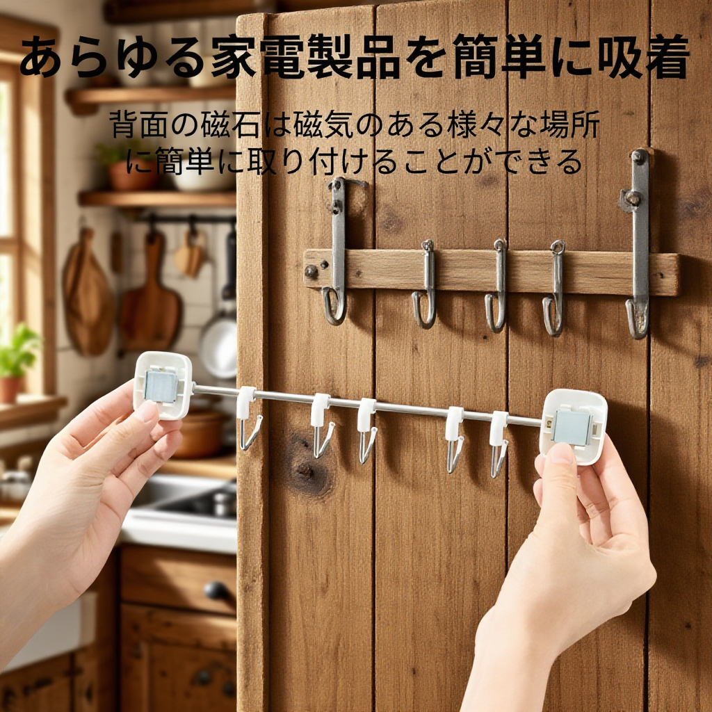 冷蔵庫フック磁気ステッカー強力ロングマグネットホワイトドアの後ろキー収納キッチンバックル取り外し可能