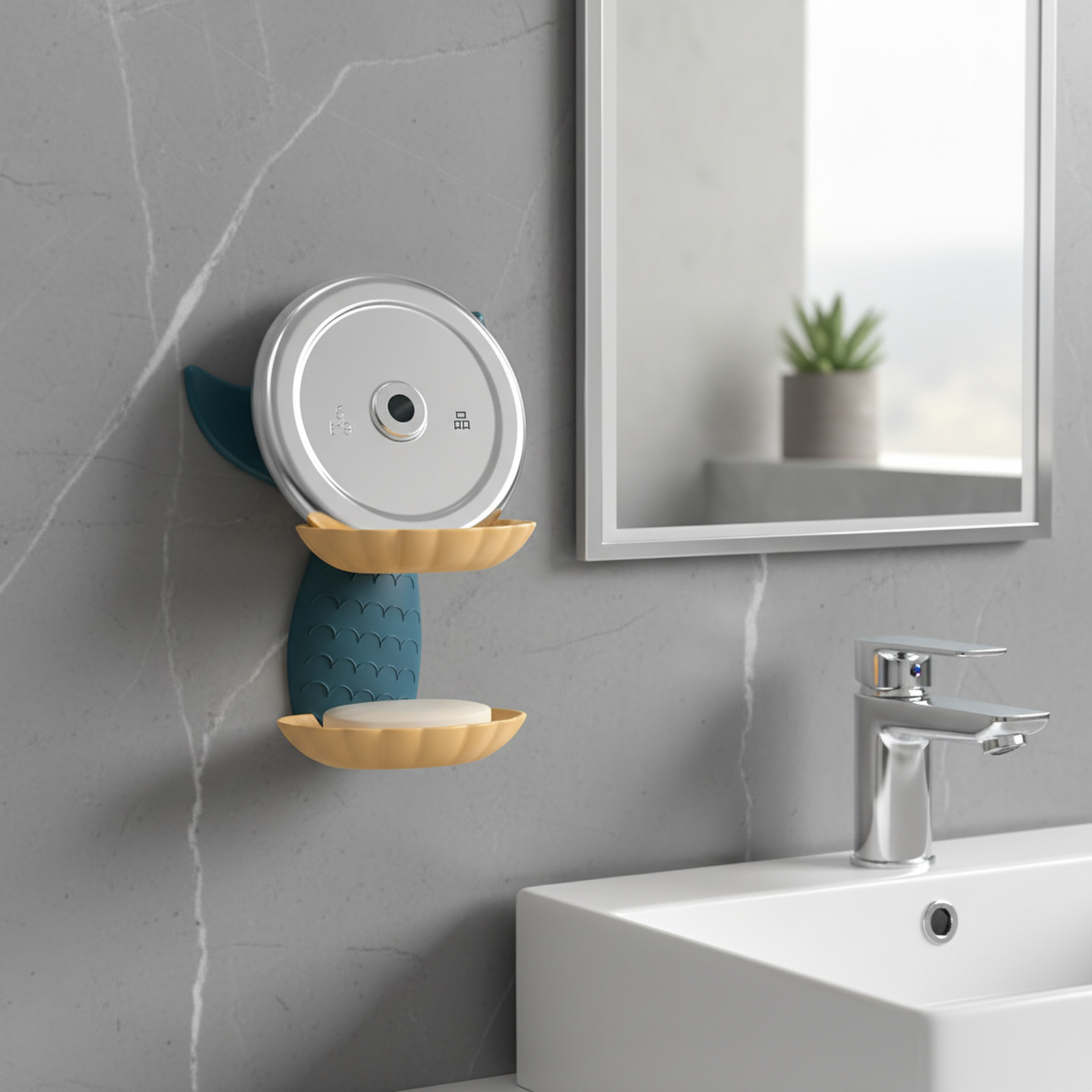 Repisa de baño para jabón de dos niveles con ventosa, instalación fácil sin taladro