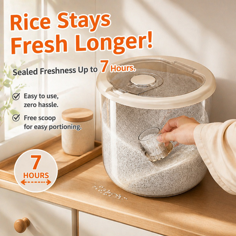 Household food-grade rice container, flour storage tank, insect-proof, moisture-proof, airtight flou