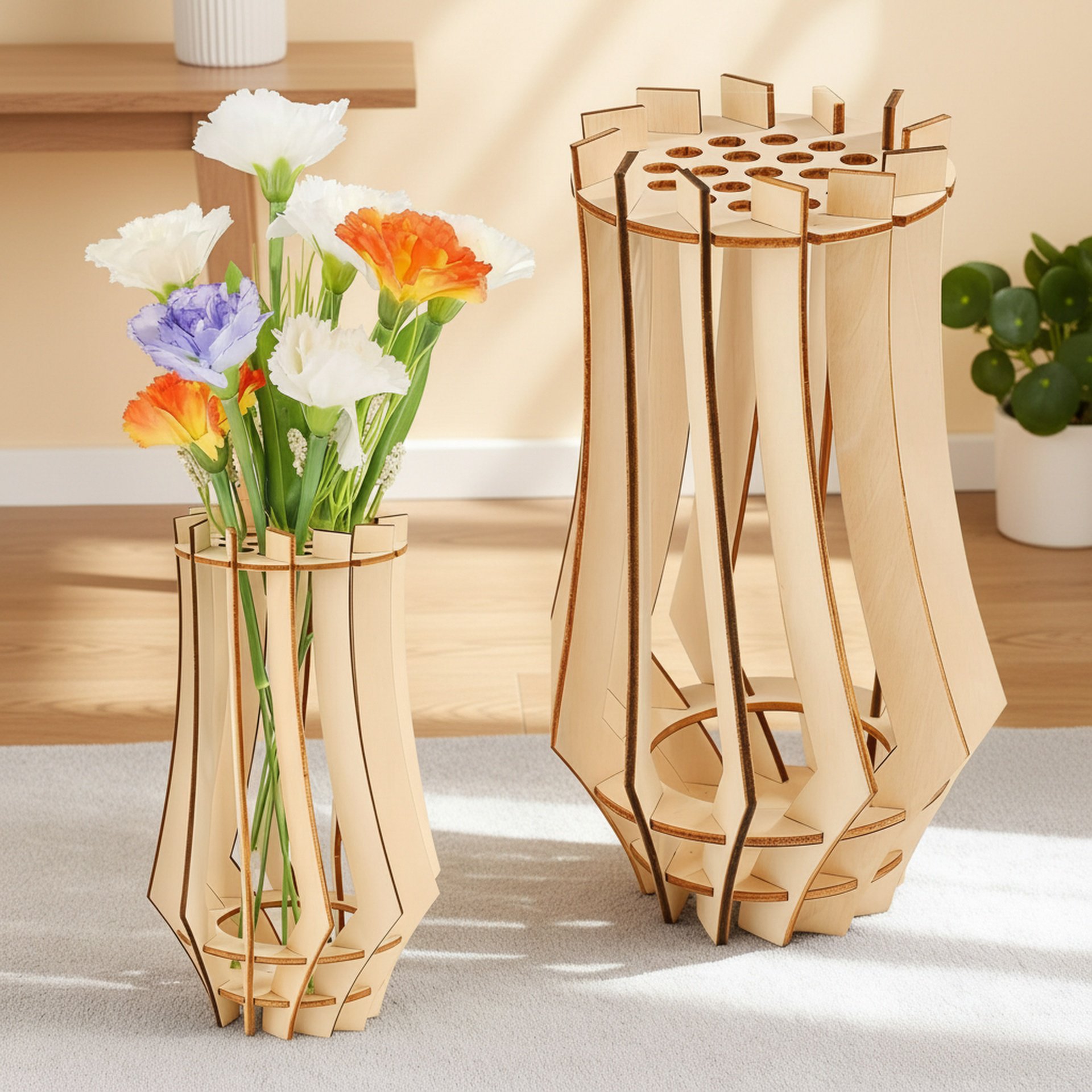 Wooden Puzzle Vase Stand Decoration