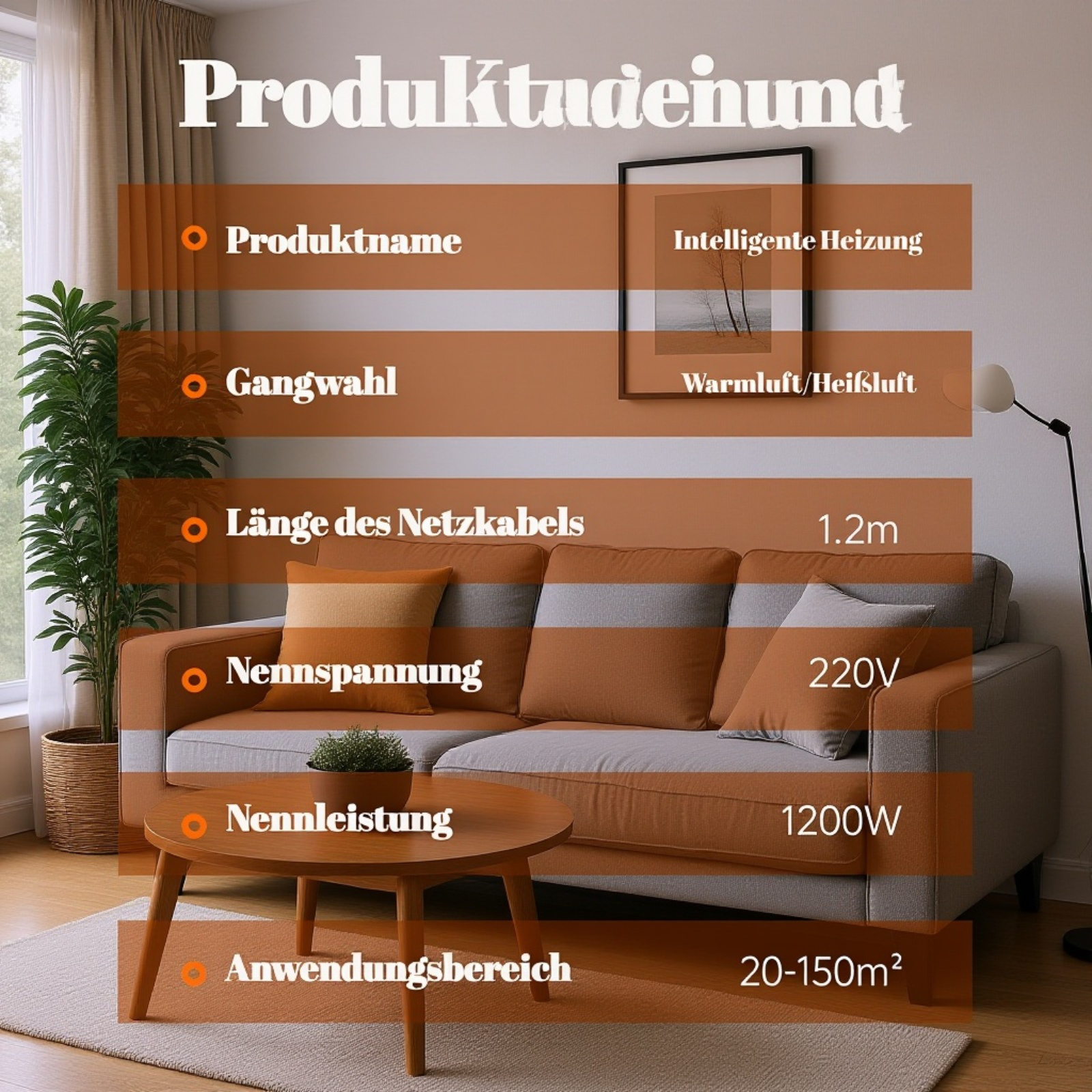 1200W Tisch-Heizlüfter, tragbarer Heizstrahler