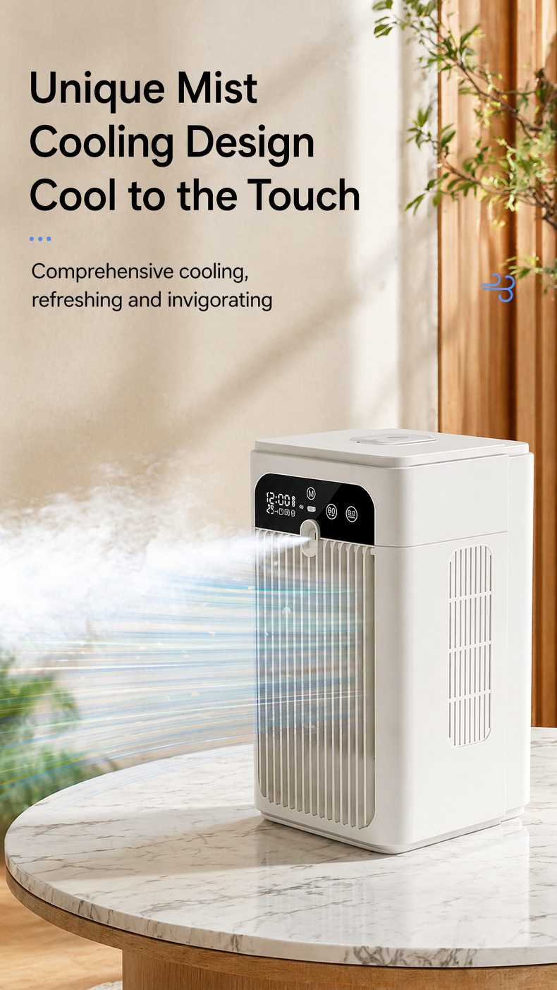 Adjustable speed air cooler on desk