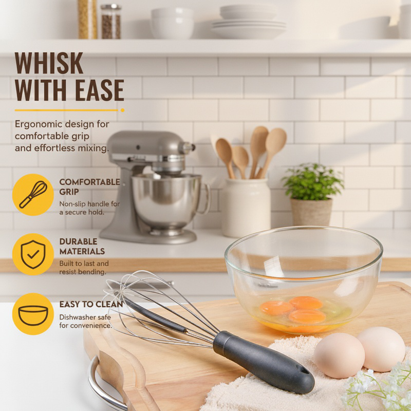 Manual Silicone Egg Whisk Baking Kitchen Tool