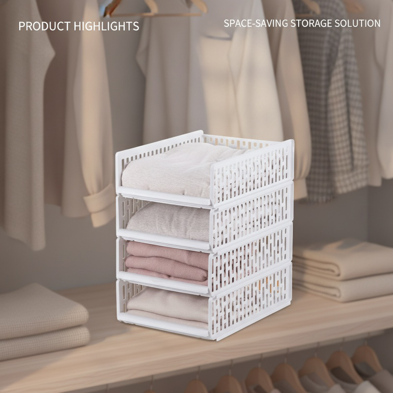 Closet divider basket for efficient wardrobe storage