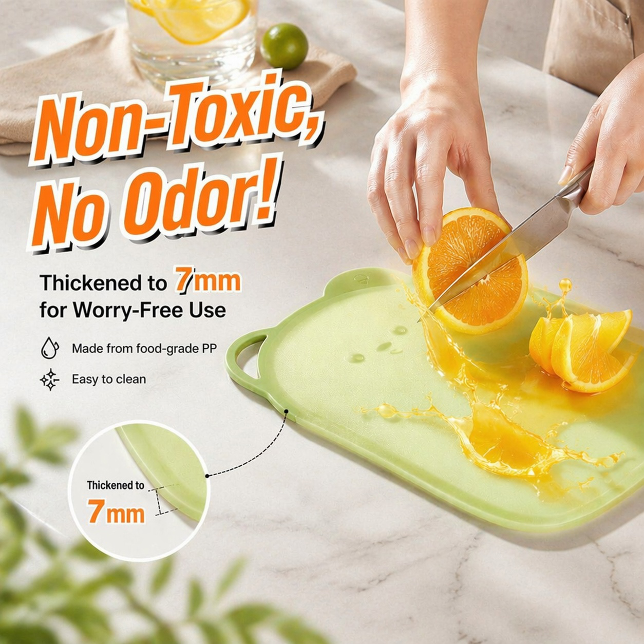 Food-grade antibacterial and mildew-resistant cutting board for baby food, household kitchen, plasti