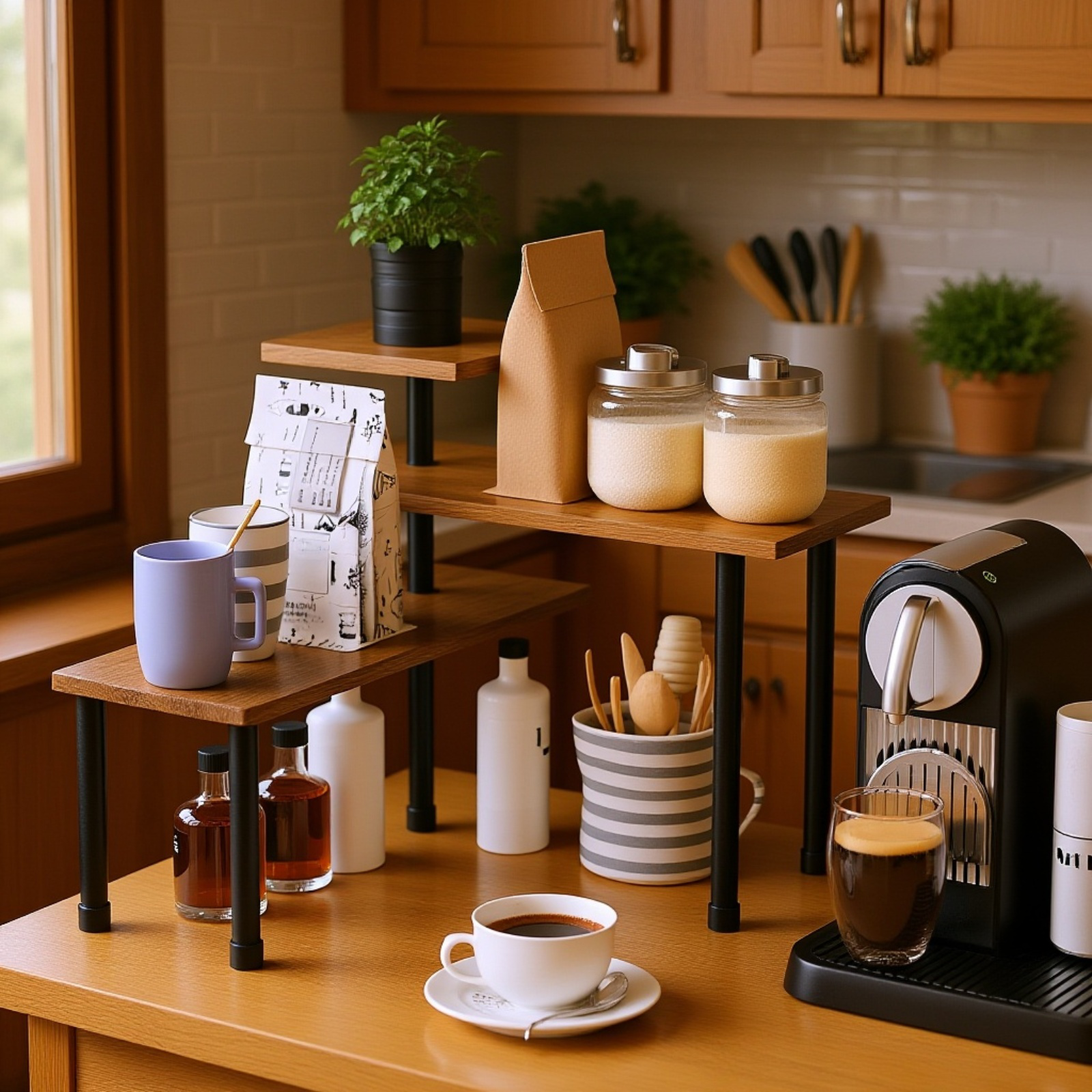 デスク用多層収納ラック バスルーム壁際コーナー収納棚