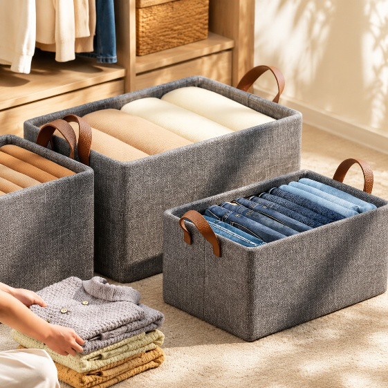 Space-saving storage box for bedroom and closet