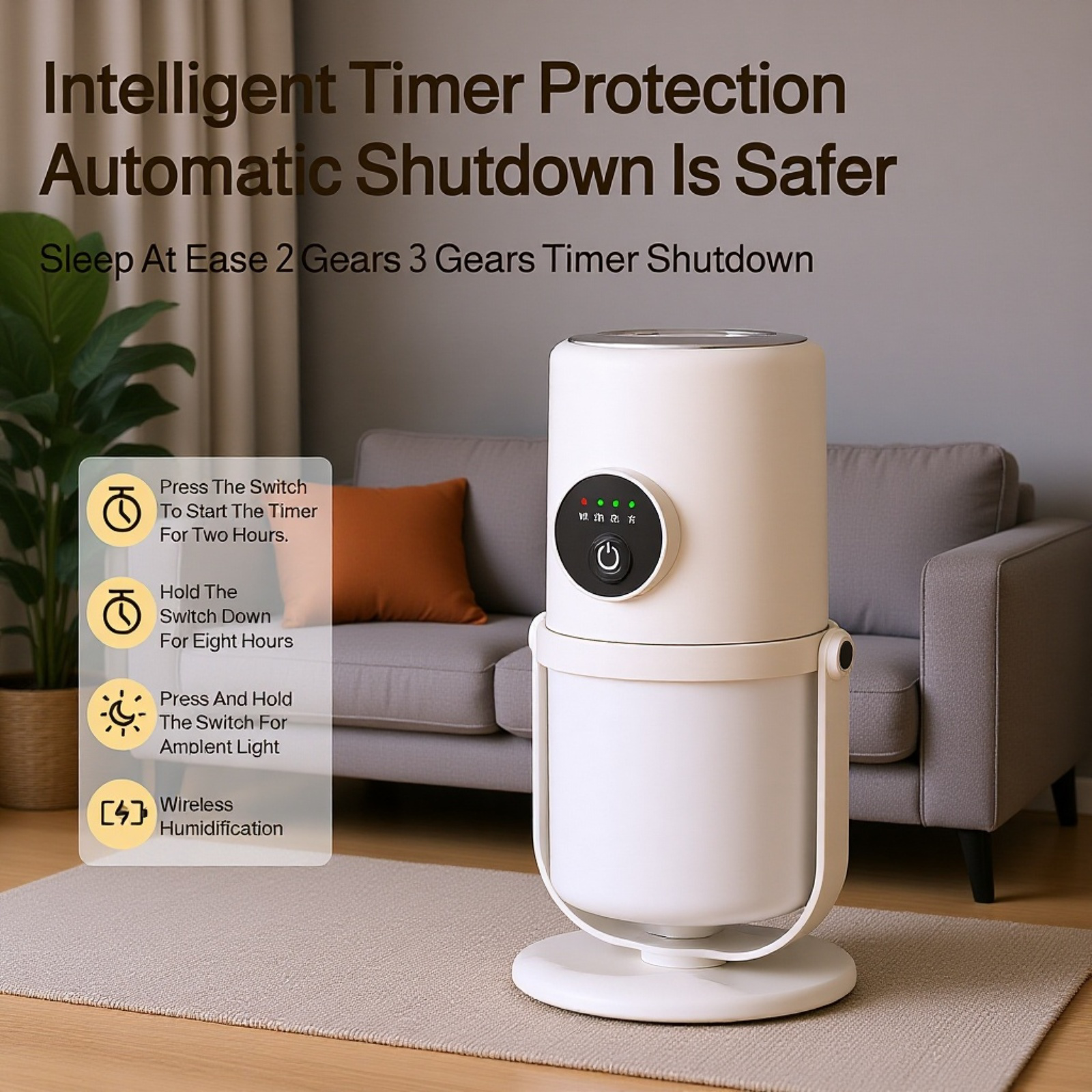  Extra-Large Capacity Dual-Jet USB Humidifier with Silent Night Light