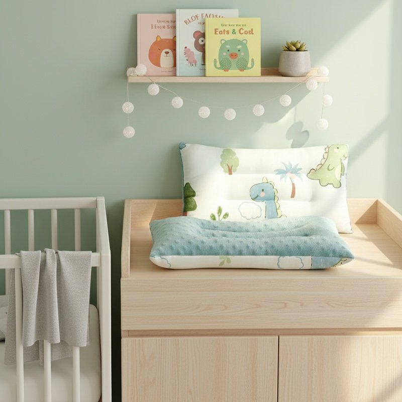 Natural Cotton Grooved Baby Pillow, Breathable & Moisture Wicking, Shape A