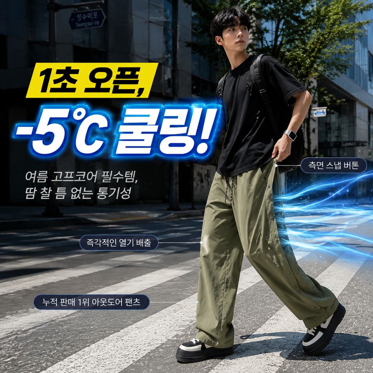 군녹색 남성용 여름 아웃도어 아이스 메쉬 카고 팬츠