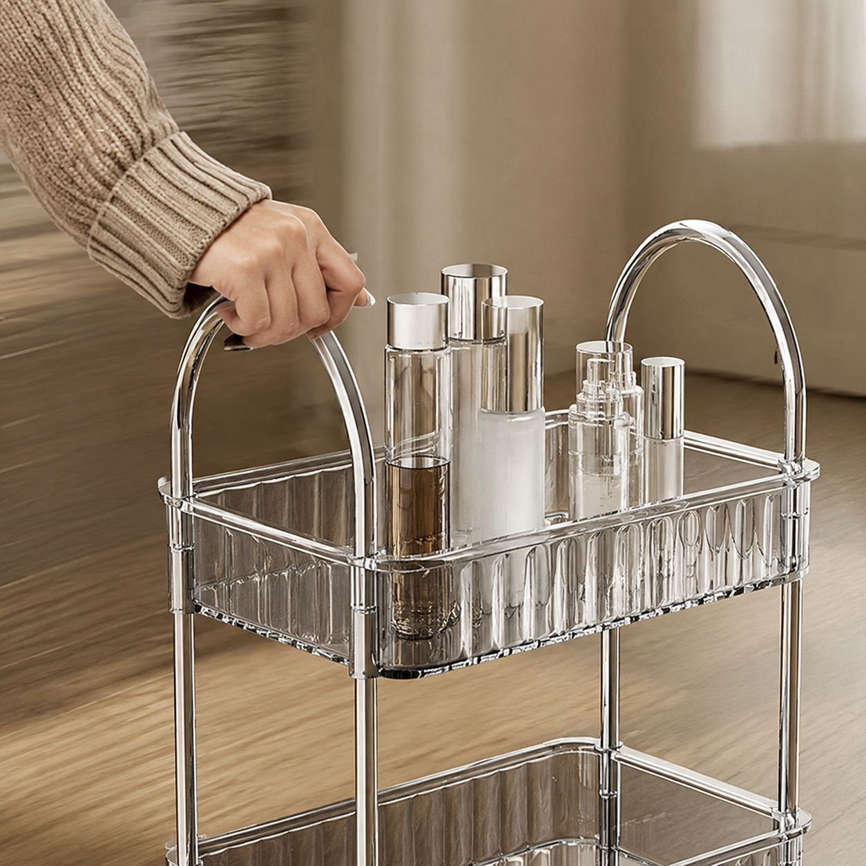 Kitchen Floor Removable Storage Trolley Organizer Shelf