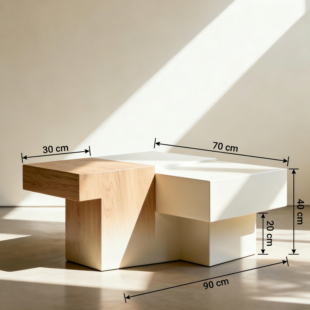 Mesa de centro moderna con patas robustas de madera