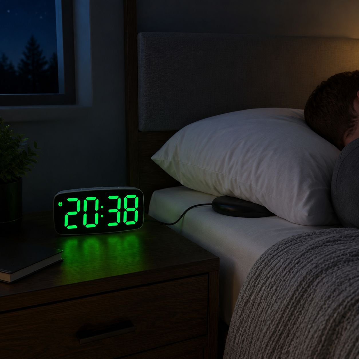 Radio-Controlled LED Vibrating Alarm Clock with Snooze and Large Digits